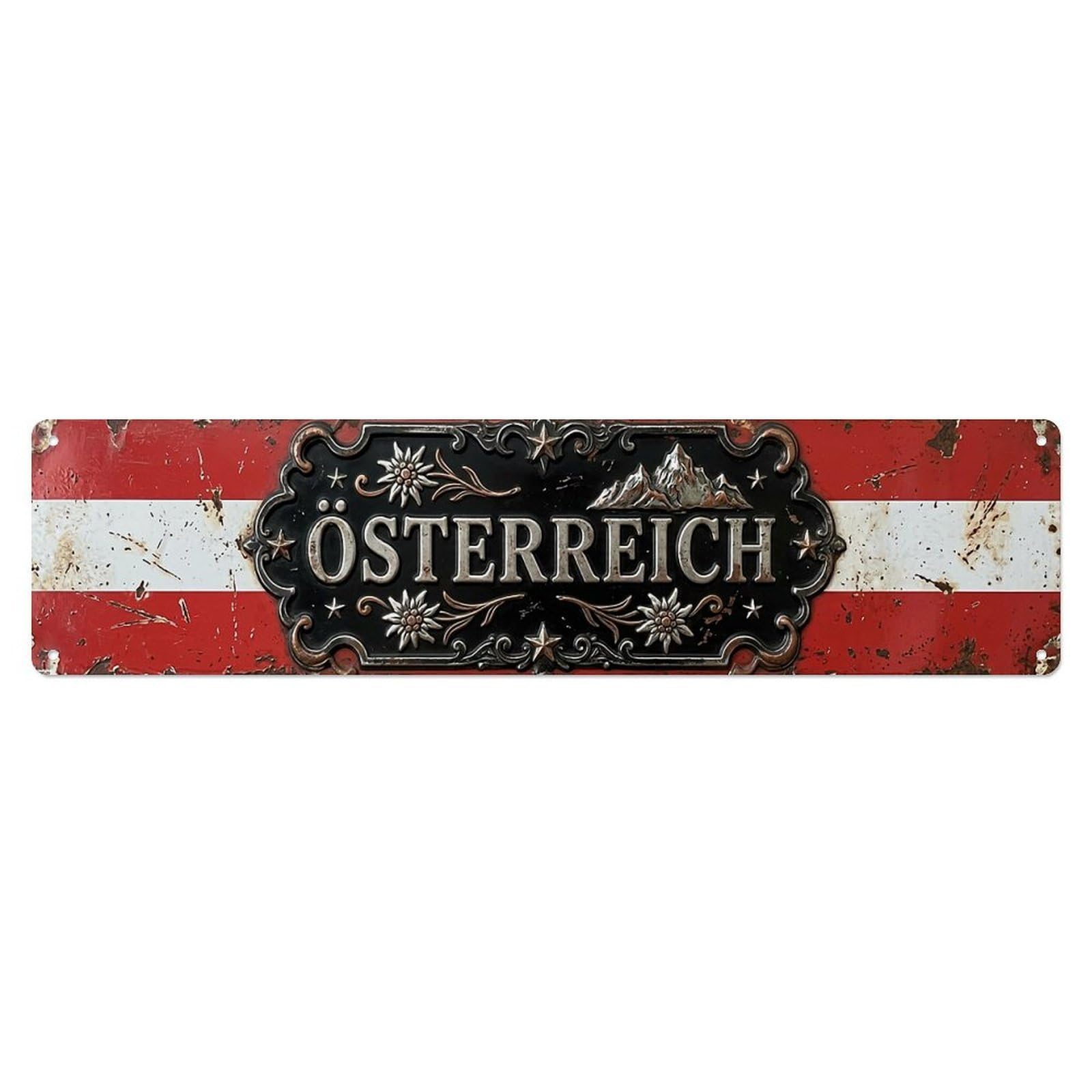 Okahys 4X16inch(10X40cm) Austrian Flag Traditional Crest Vintage Metal Tin Sign