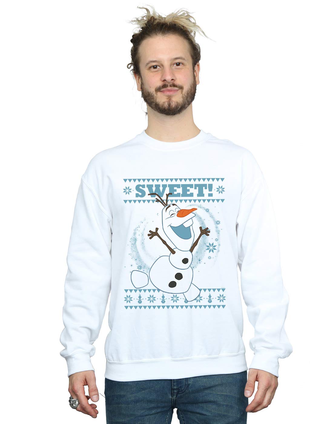 Absolute Cult Men's White Disney Frozen Olaf Sweet Christmas Sweatshirt XXXXX-Large