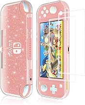 Protective Case for Nintendo Switch Lite,Switch Lite Case with Screen Protector and Glitter Bling Soft TPU Cover with Shock-Absorption and Anti-Scratch Case（2Pack Screen Protector ）