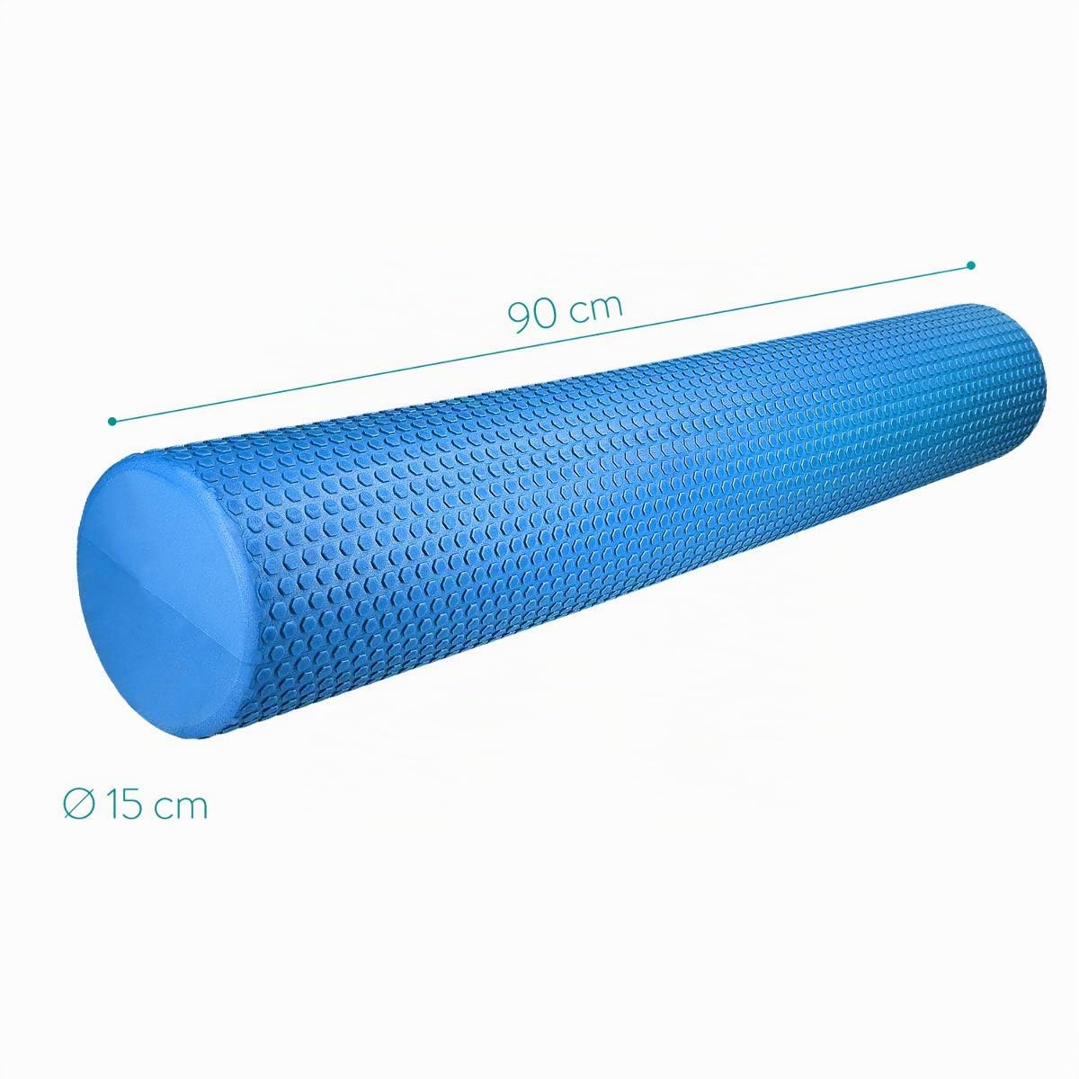 Navaris Rullo per Pilates in Schiuma Eva - Roller per automassaggio Rilascio miofasciale Fitness Massaggi Schiena Gambe - Foam Roll Lungo 90cm Blu