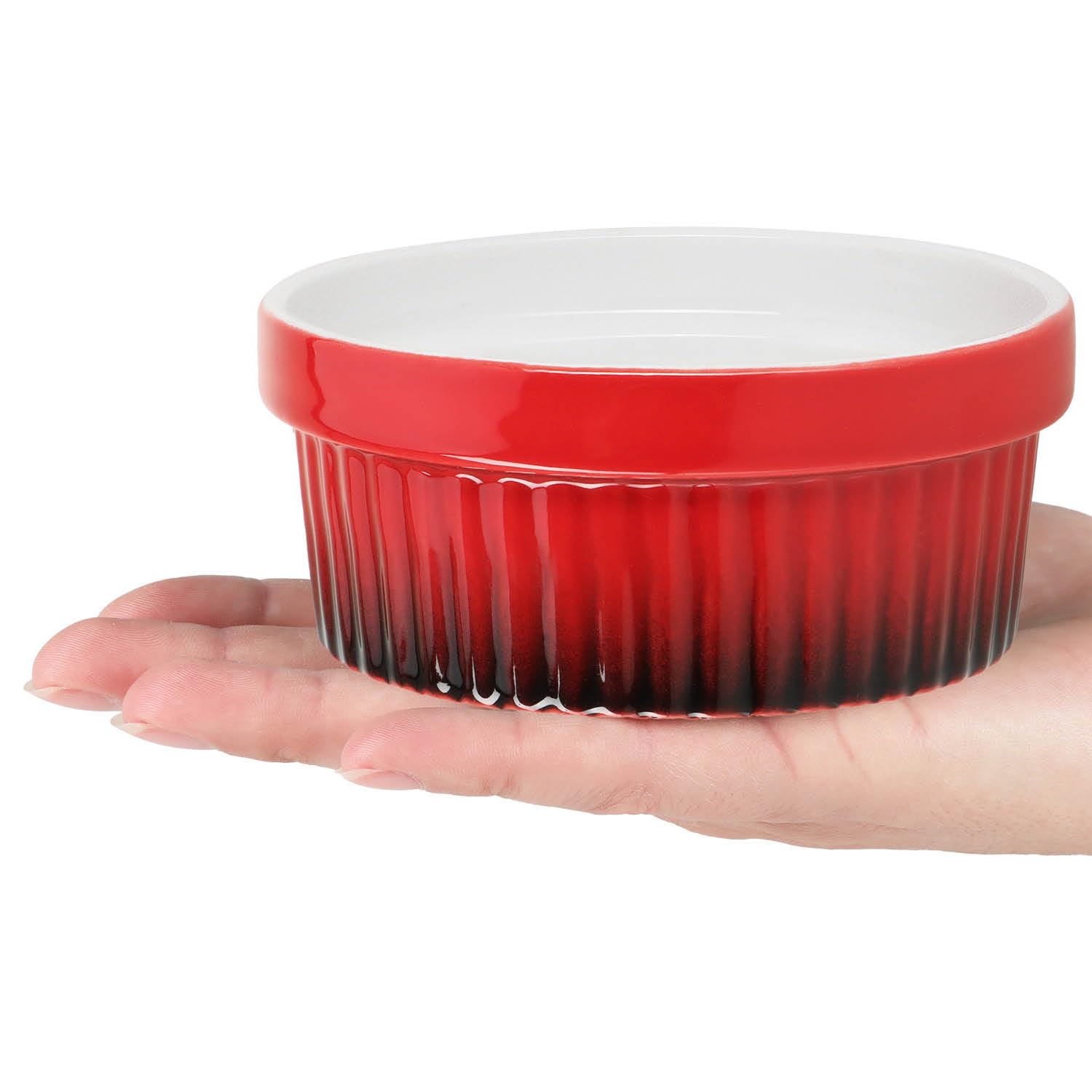 COM-FOUR® 12x Ragout Fin Bowl - Moules allant au four en rouge - Bol à crème brûlée - Bol à dessert de 250 ml chacun - Passe au lave-vaisselle