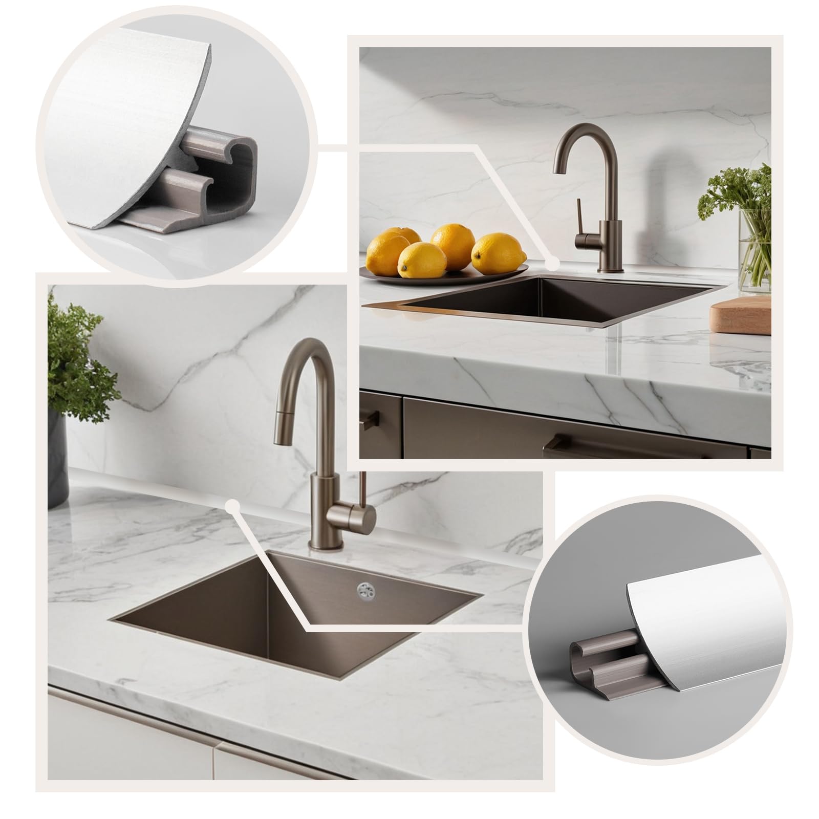 DQ-PP Baguette d'angle 1,5 m, en aluminium, 23 x 23 mm, avec vis gratuites, pour plan de travail, cuisine, finition murale, barres de table