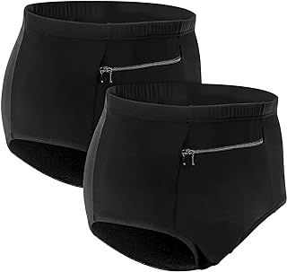 Pocket Pantie for Women, Travel Underwear with Secret Pocket Panties Women's, 2 Packs (Black)