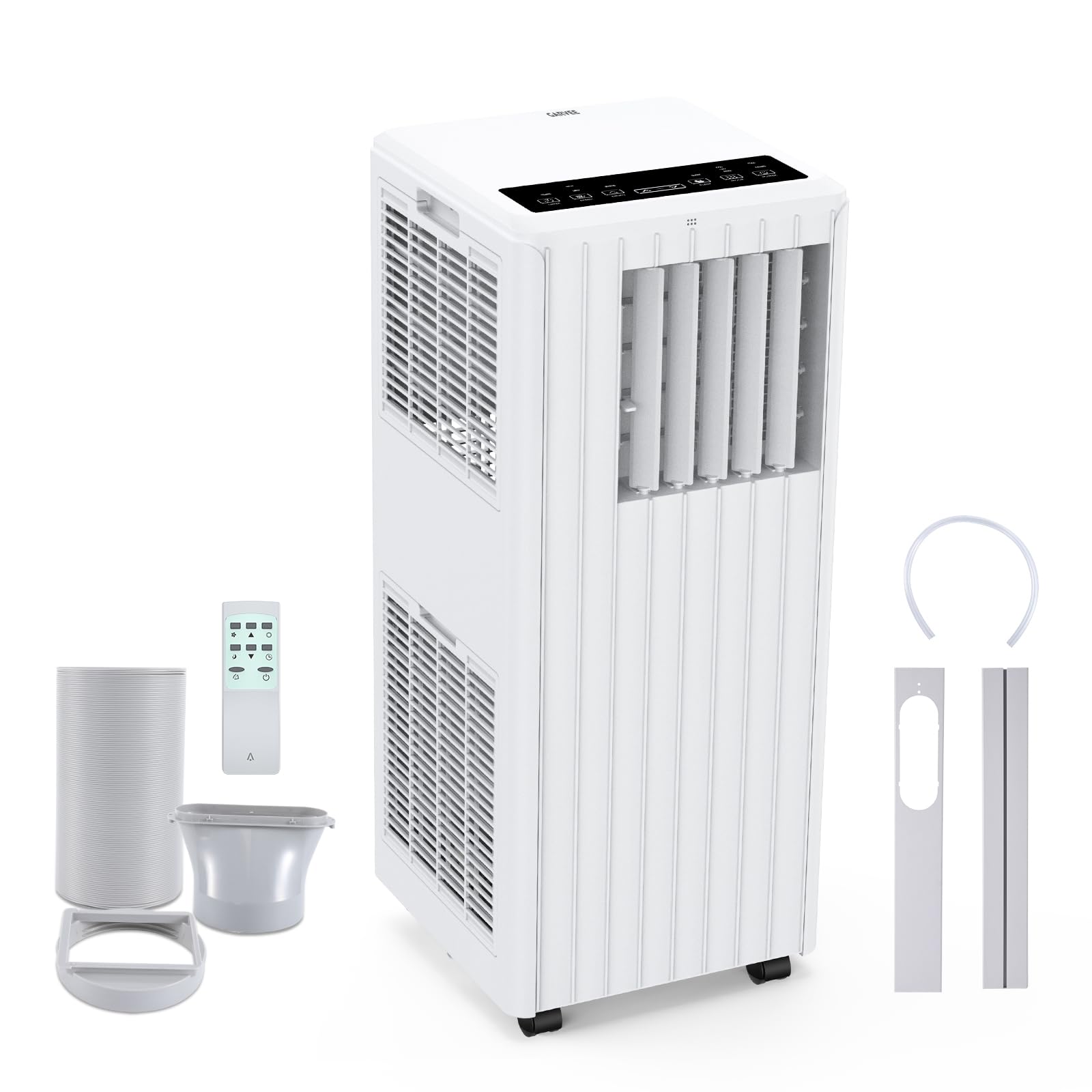 Garvee Aire Acondicionado Portátil 9000 BTU 3 en 1, Climatizador Refrigeración Ventilador Deshumidificador 35L/día, Bajo Consumo Modo Sueño Temporizador 24H, Mando a Distancia y Kit Ventana, Blanco