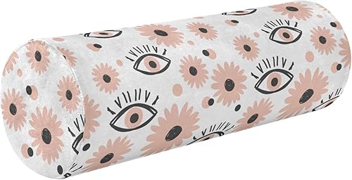 Boho Evil Eyes Daisies Bolster Pillow Cotton Neck Roll Pillow with Cover Long Round Pillows for Bed Cylinder Bolster Pillow Cylindrical