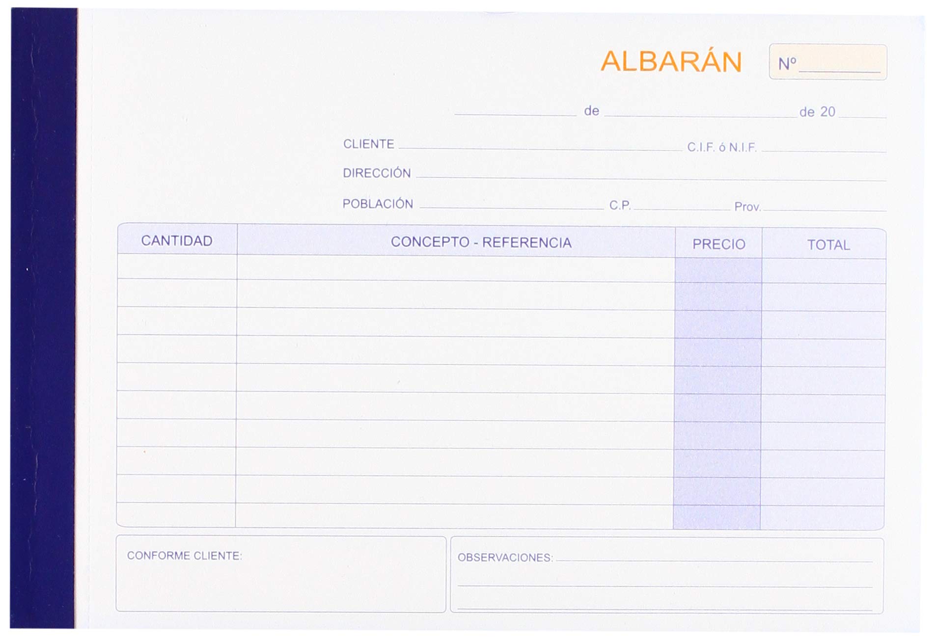 Marino 119/2 - Talonario de albarán 1/4, apaisado duplicado autocopiativo 119/2