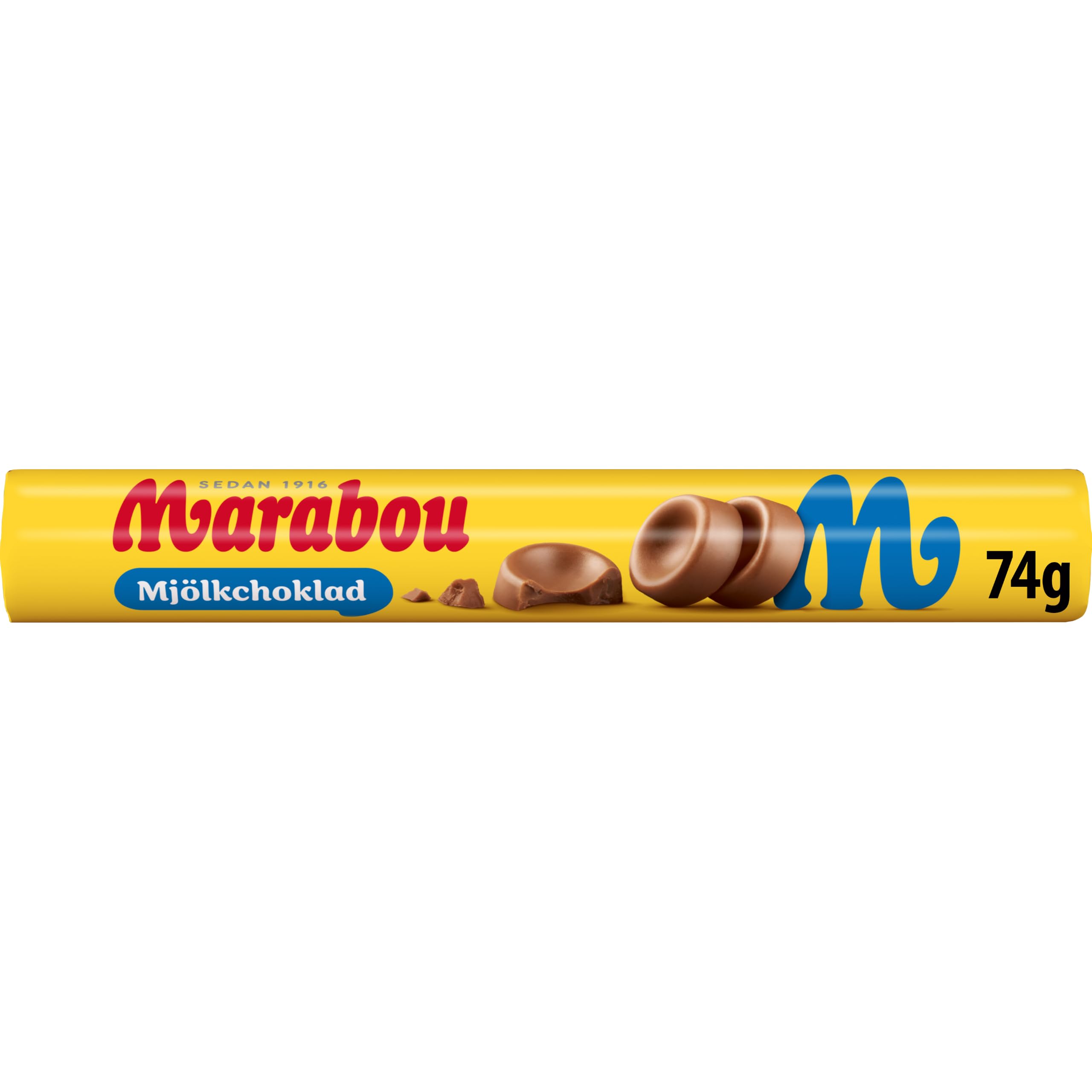Marabou mjölk choklad Schokoladenrolle 28 x 74 g – zartschmelzende Milchschokolade aus Schweden – schwedische Süßigkeit in der handlichen Rolle – Vollmilch