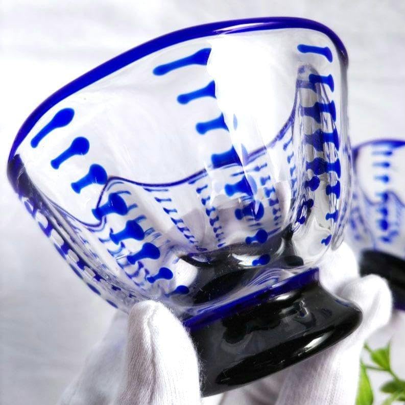 肥前びーどろ縄文小鉢 副島硝子 宙吹きガラス 冷酒グラス 佐賀県重要無形文化財