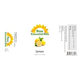Sun Essential Oils - Lemon Essential Oil 4 oz for Cleaning, Diffuser, Humidifier & Aromatherapy Body Massage, Lemon Fragrance Scent for Home Candle Making with Dropper