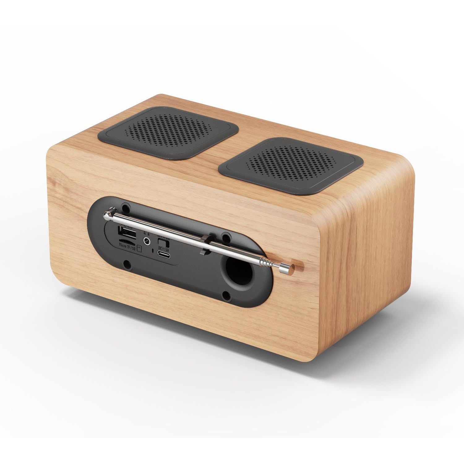 Blaupunkt DR10CR Radio portátil Dab+ FM, Bluetooth 5.3, Reproductor USB/microSD, Pantalla LCD, Doble Alarma, batería de 1800 mAh, Carcasa de Madera, Mando a Distancia, Salida para Auriculares