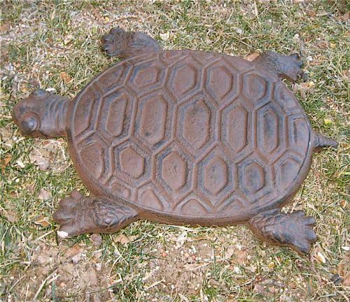 Turtle Stepping Stone, Cast Iron with Rust Finish, 13-inch