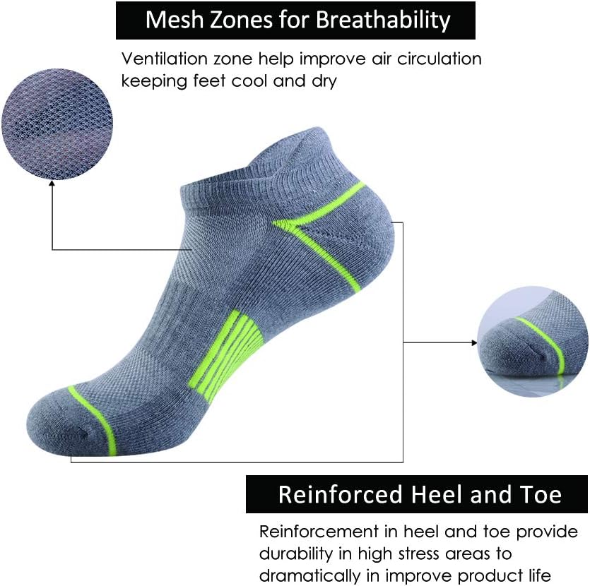 JOYNÉE Mens Athletic Low Cut Ankle Tab Socks 6 Pack Cushioned Breathable for Running - Image 3