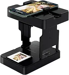 Scanner de filme móvel de 35 mm, visor de slides e negativos converte slides de 35 mm e negativos em fotos digitais (2 pilhas AA incluídas) preto