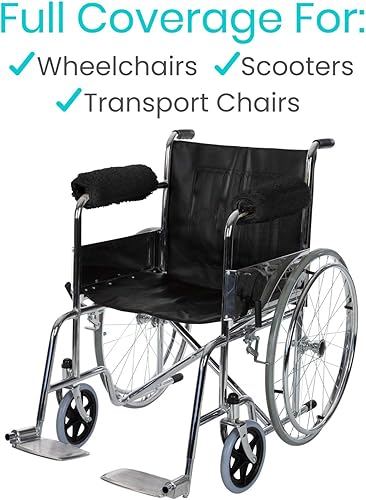 Vista 22 de Vive Fundas para reposabrazos de silla de ruedas (par) – Accesorios de piel de oveja de espuma viscoelástica para transporte eléctrico para sillas