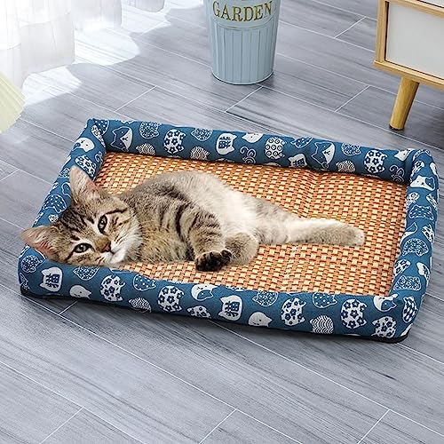 BOSONS Pet Ice Pad Mat,Washable Cooling Pets Ice Pad Rattan