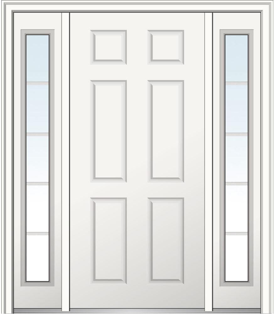 National Door Company, Exterior with Two Sidelites Door, Steel, 64"" x 80"", 6-Panel, No Glass Classic 6 Panel Collection, Left-Hand Inswing