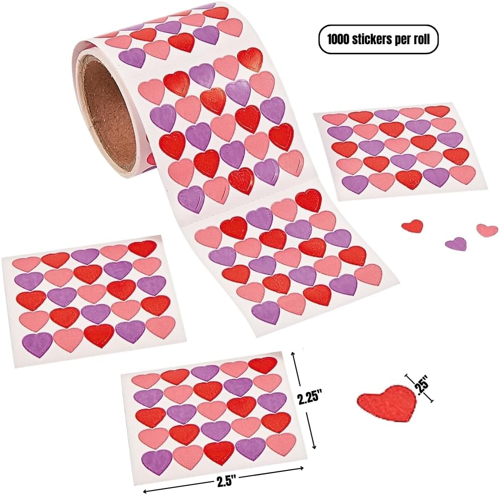 Fun Express - Mini Heart Roll Stickers for Valentine's Day - Stationery - 1 Piece