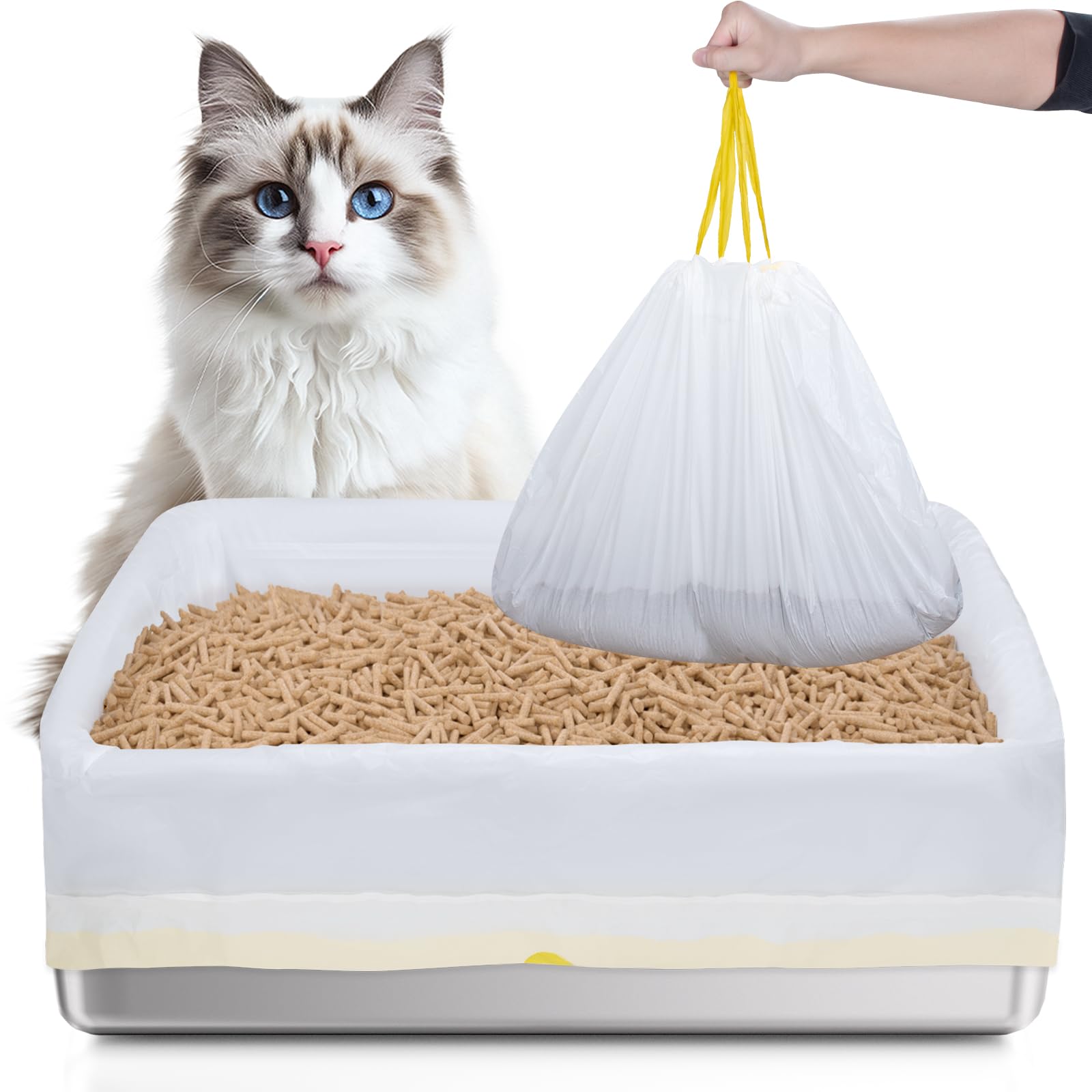 20 Count Litter Box Liners, 41'' × 17.7'' Litter Waste Bag for Pellet Litter Box, Suitable for XL and XXL Stainless Steel Sifting Litter Box
