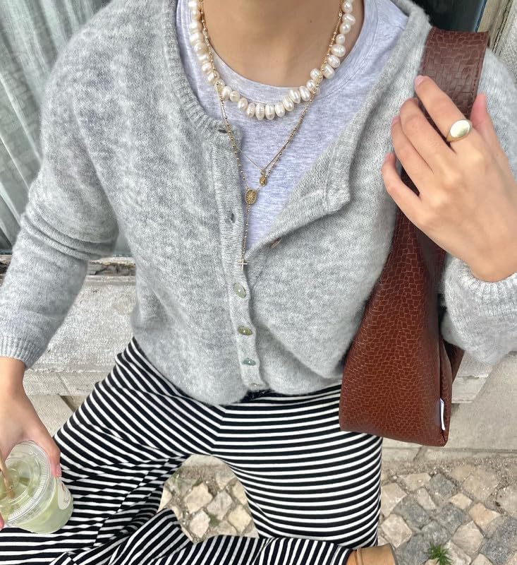 Women's Casual Cardigan Sweater Button Down Crewneck Soft Knit Lightweight Going Out Pullover Tops4