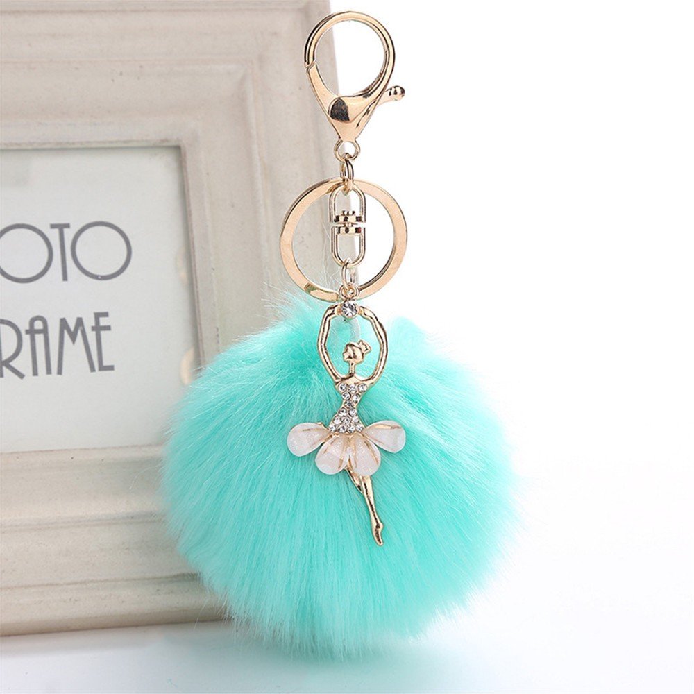 Janly Clearance Sale Womens Keychains, 8CM Cute Dancing Angel  Keychain  Pendant Women Key Ring Holder Pompoms Key Chains, Jewelry & Watches for Christmas Valentine's Day (Green)