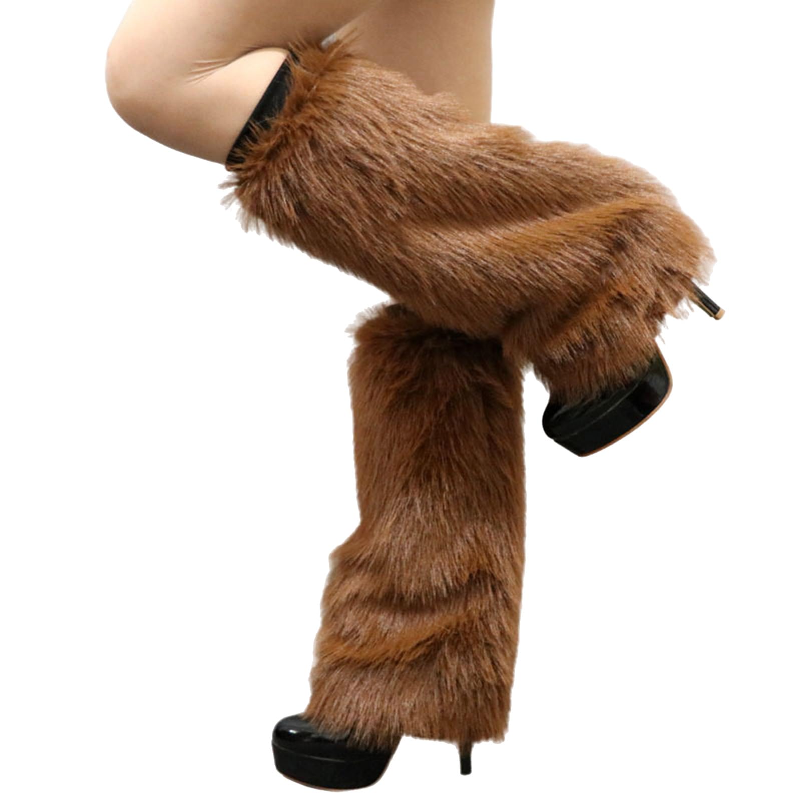 Maxtonser Plush Furry Leg Warmers for Women Cozy Winter Boot Toppers Cuffs Thermal Warm Fuzzy Foot Covers Footless Socks Gaiters