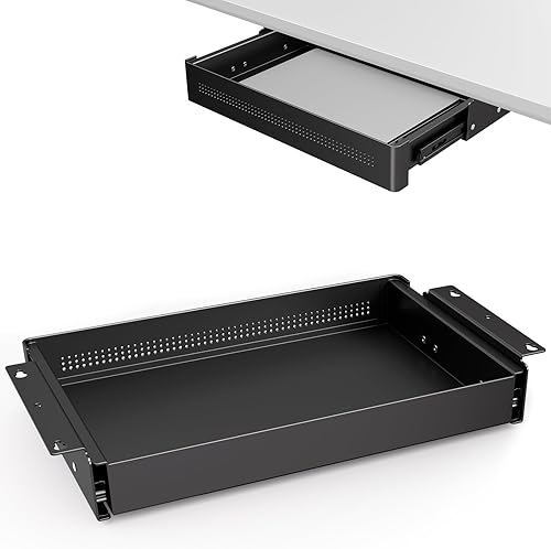 PUTORSEN Cajón de almacenamiento debajo del escritorio de 15.7 pulgadas de ancho, organizador deslizante suave para escritorio de pie y oficina en