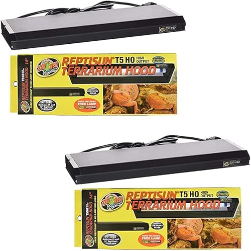 DBDPet Paquete de 2 lámparas Reptisun de 14 pulgadas para capó terrario T5HO y bombilla UV-B 5.0 gratis de Zoomed – Incluye guía profesional adjunta