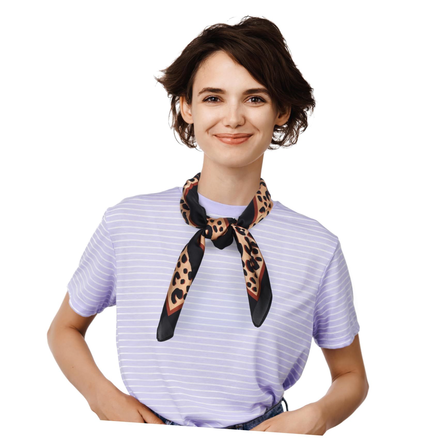 Mikikit 1 pieza Bufanda Cuadrada de Seda con Estampado de para Mujer Pañuelo Multifuncional Elegante y Cómodo para Darle un de Moda y cualquier Ocasión
