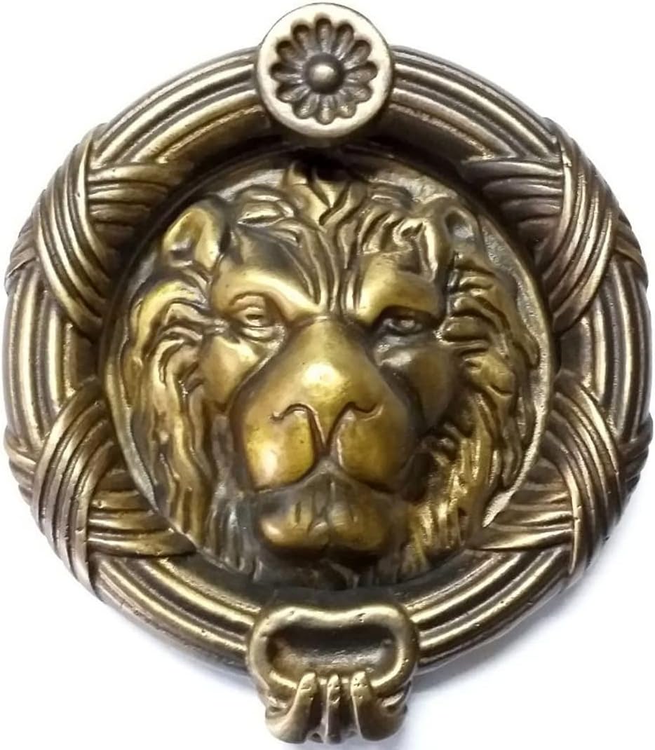 Traditional Solid Brass Sandringham Lion Head Door Knocker(Antique Bronze)