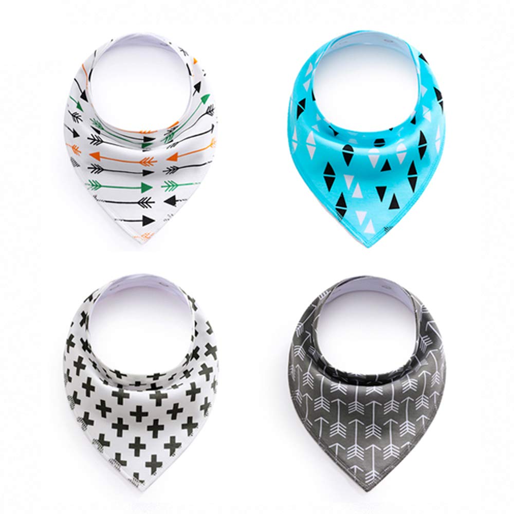 Ulalaza 4PCS Baby Drool Bibs Teething Bandana Organic Cotton Reversible Super Absorbent for Boys and Girls