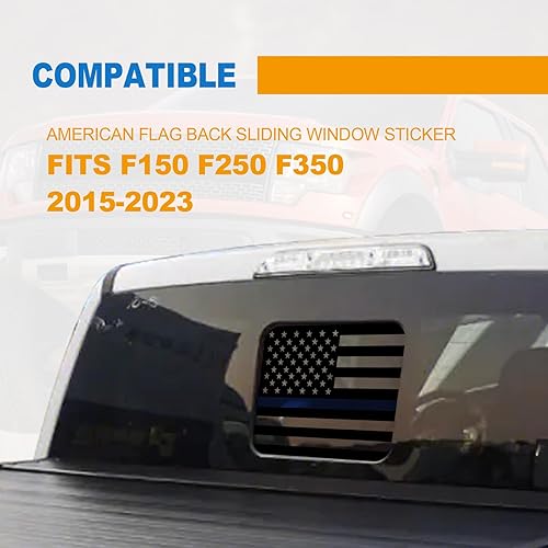 Miniatura 6 de Calcomanía de la bandera estadounidense para ventana central trasera compatible con Ford F150 F250 F350 2015-2022 2023 - Calcomanía de vinilo para
