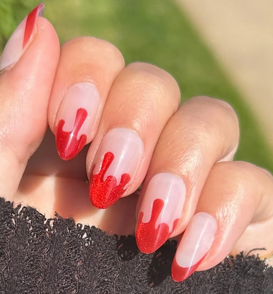 Olive & June Instant Mani Medium Stiletto Press-On Nails, Velvet Ink, 42 Pieces: Almond Medium
