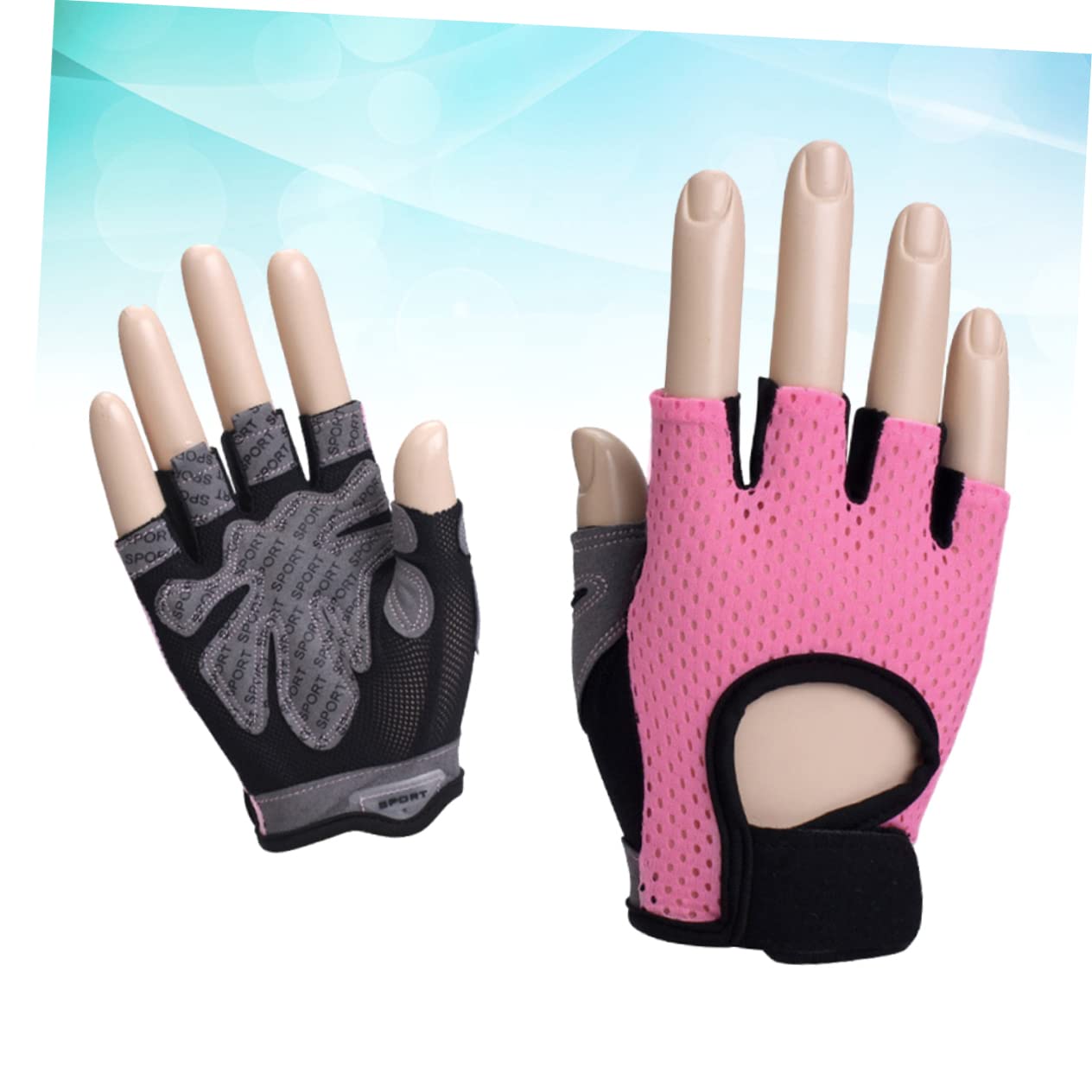 Yardwe 2 Pezzi Equitazione Sedile Passeggero Pad Guanti Bodybuilding Guanti Bici Allenamento Mezze Dita Trapunta Stencil Imbottiti Di Palma Da Allenamento Per