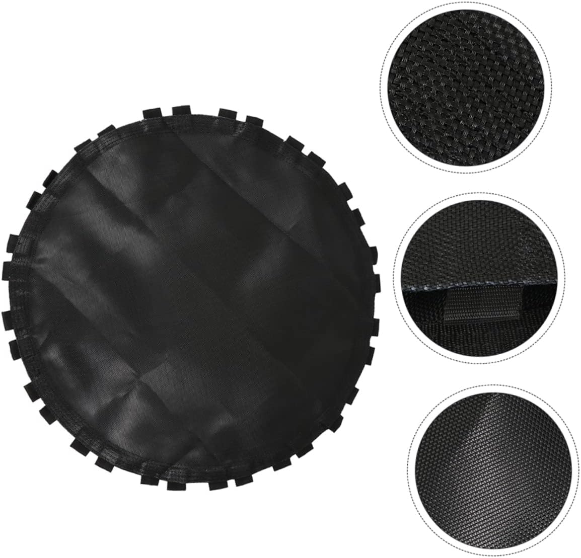 Trampoline Jumping Mat Black Cloth with Hook for Outdoor Backyard Use | High Stitching, Heavy Duty Build, Prevents Tearing, Extra Security Support, Replacement Part for Trampolines