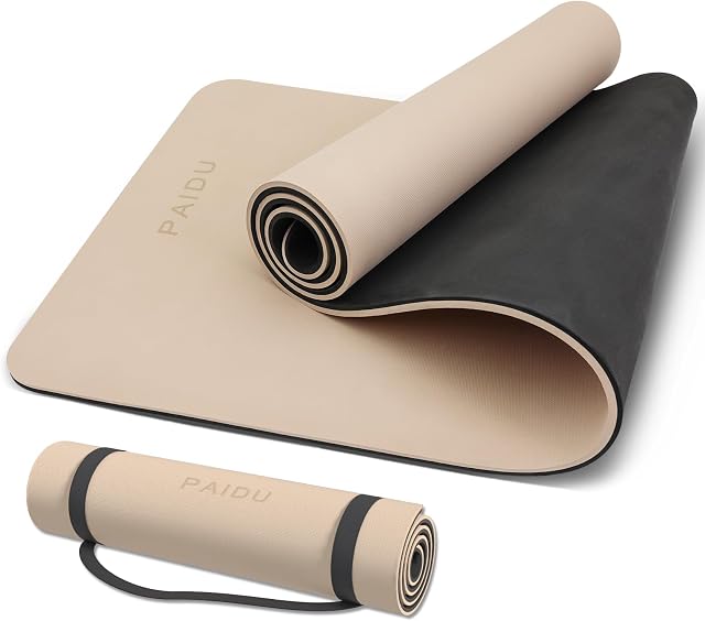 PAIDU Yoga Mat - Non-Slip & Tear Resistant, 10mm (2/5 Inch) Extra Thick SGS-Certified POE Mat for All - 72"x24", Ideal for Yoga, Fitness, Pilates & Floor Exercises, w/Carry Strap