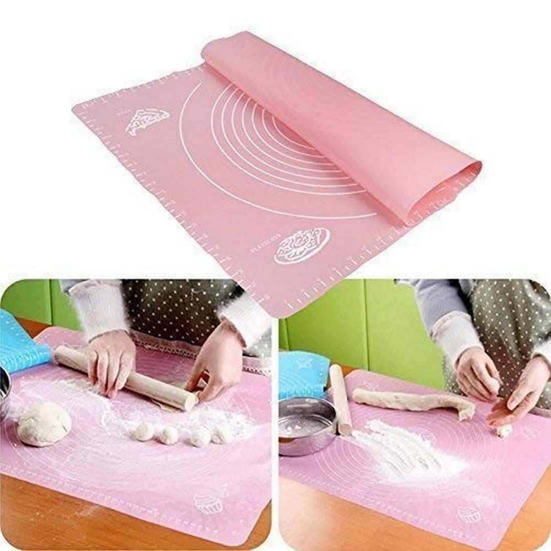 Silicon Fondant Rolling Mat Or Silicone Baking Sheet Large with Measurements Stretchable for Kitchen Roti Chapati Cake Pad Cooking Dough Atta Kneading (48X38Cm, Multicolour)-image-8