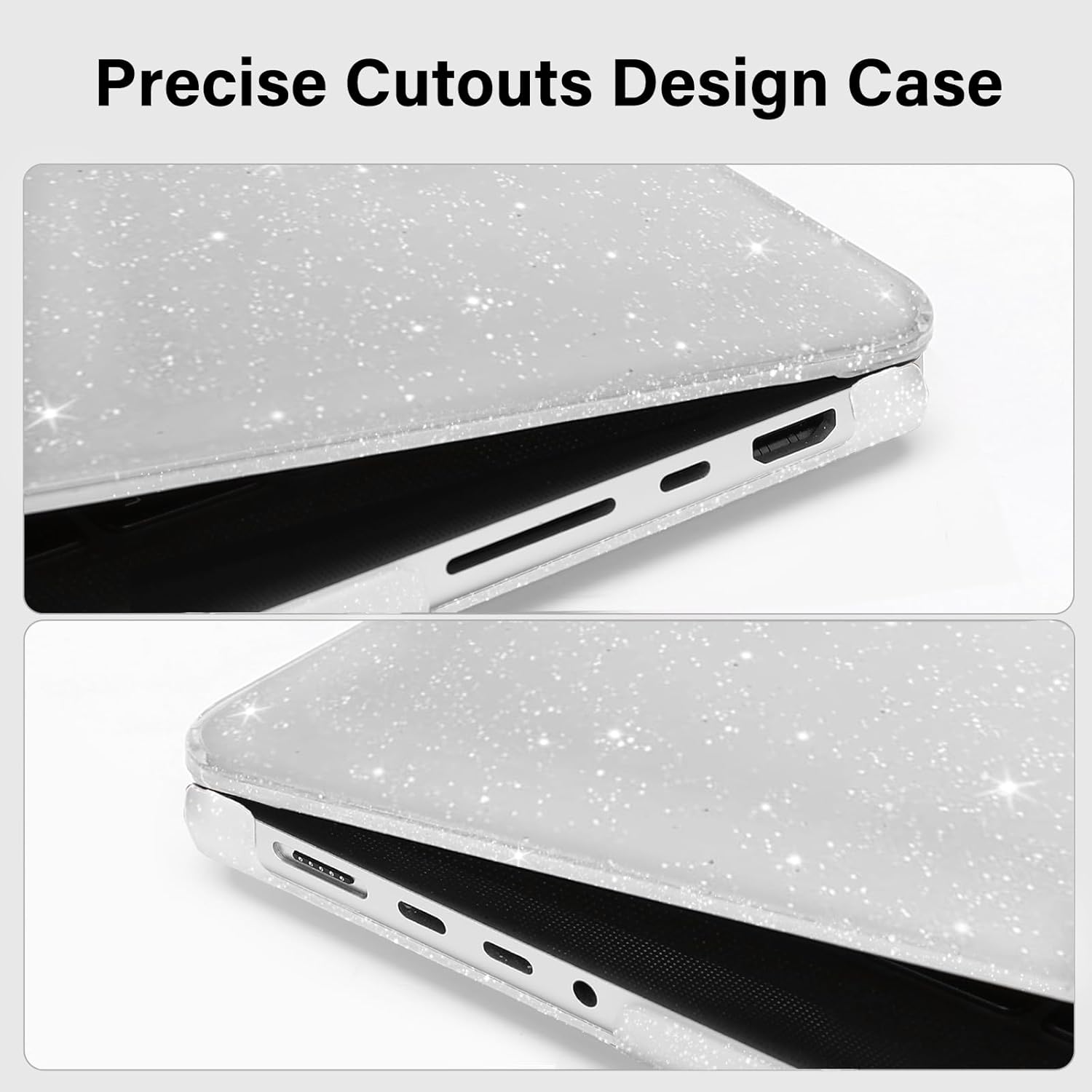 MOSISO Compatible with MacBook Pro 14 inch Case 2025-2021 M5 M4 M3 M2 M1 A3434 A3112 A3185 A3401 A2918 A2992 A2779 A2442, Sparkly Glitter Hard Shell Case&Keyboard Cover&Screen Protector, Transparent - Image 4