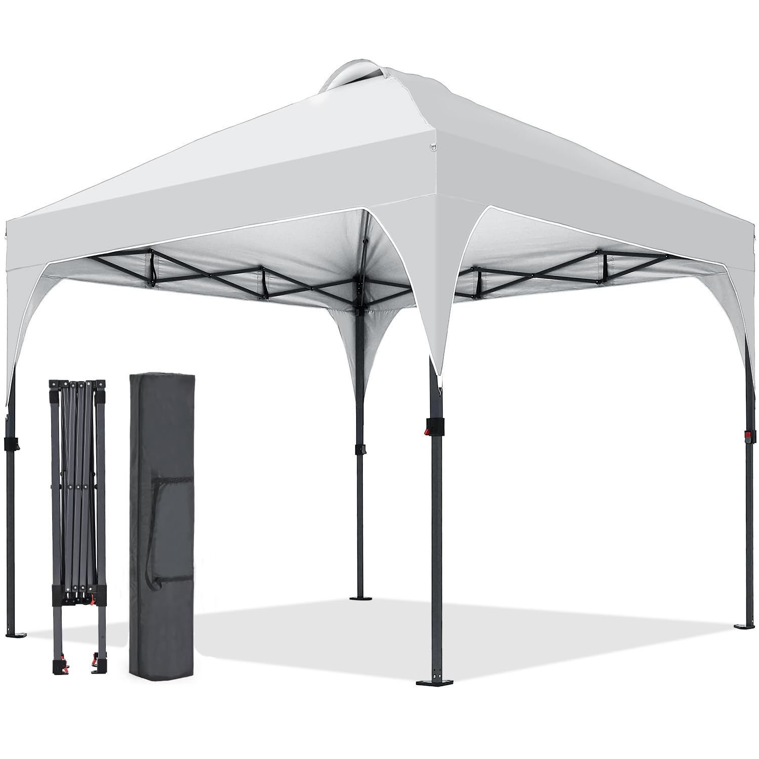 Pop Up Canopy, 8x8 FT Instant Outdoor Canopy Tent with Carrying Bag, 3 Adjustable Heights - Portable for Event, Parties, Camping and More Outdoor Activities opened