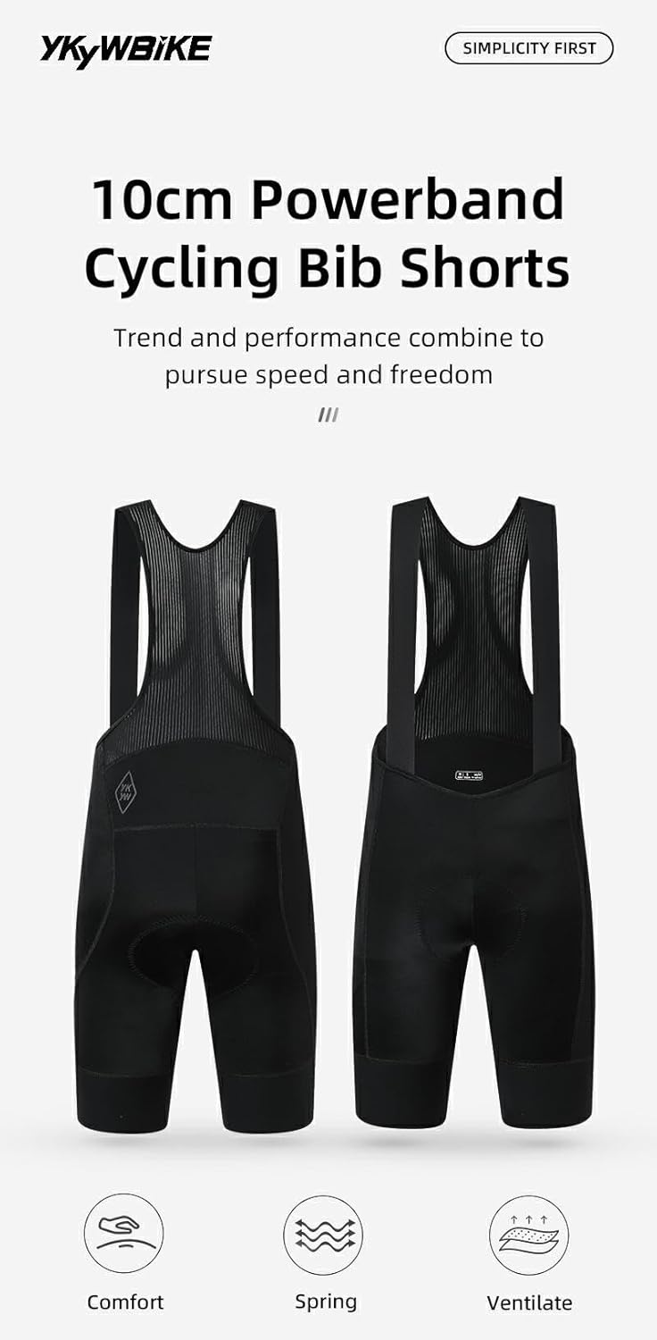 YKYWBIKE Cycling Bib Shorts for Men 4D Padded Bike Shorts Breathable Cycling Bibs Men MTB Biking Bicycle Short with Padding