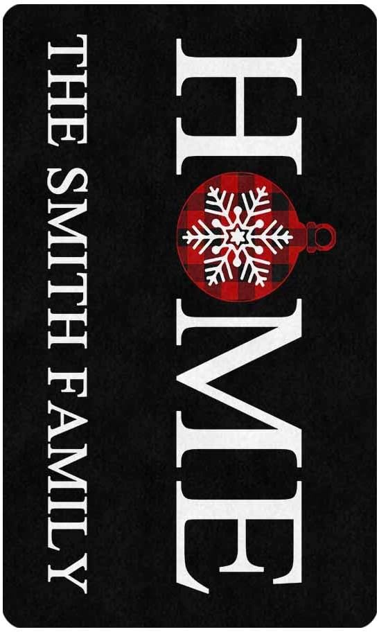 Personalized Home Coloured Lights Merry Christmas Doormat Custom Your Family Name 30" X 18" Indoor Outdoor Funny Welcome Entrance Door Mat Area Rug Decor