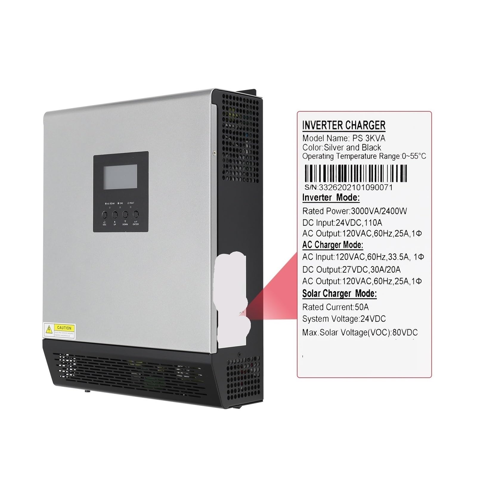 Inversor de energía Inversor Solar híbrido de 24 V, inversor Onda sinusoidal Pura, 2400 W, nerador Panel portátil