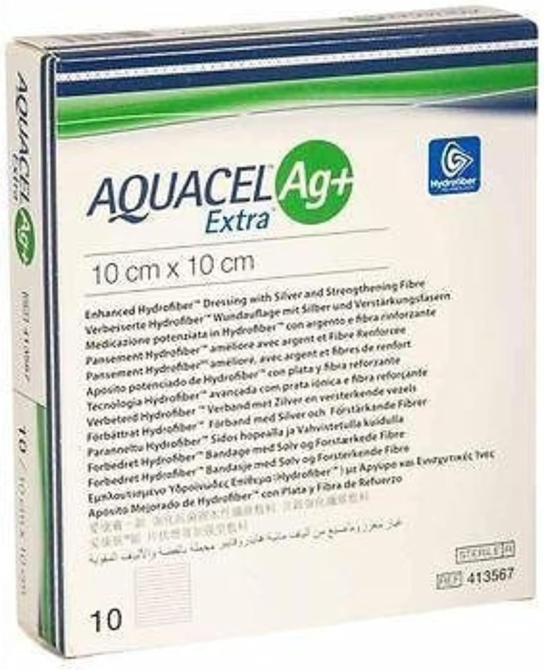 Silver Hydrofiber Wound Dressings 10cm x 10cm x10 4''x4'' 413567