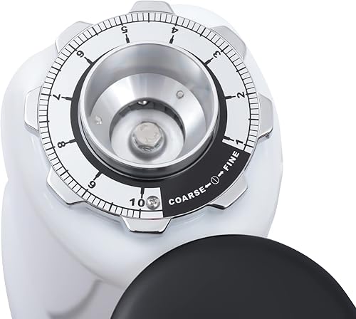 Miniatura 6 de Commercial Coffee Grinder, 350W Semi-Automatic Coffee Grinder for Espresso & Drip Coffee, White with Round Hopper, 110V US Plug, Ideal for Cafes &