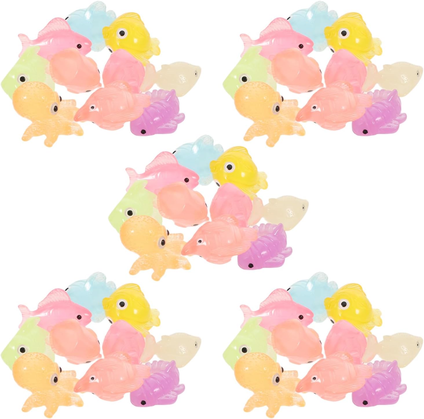 PRETYZOOM 50Pcs Mini Ocean Animals Resin Figures Glow in The Shadows Sea Creature Miniatures Fairy Garden Accessories for Terrarium Crafts and Home Decor