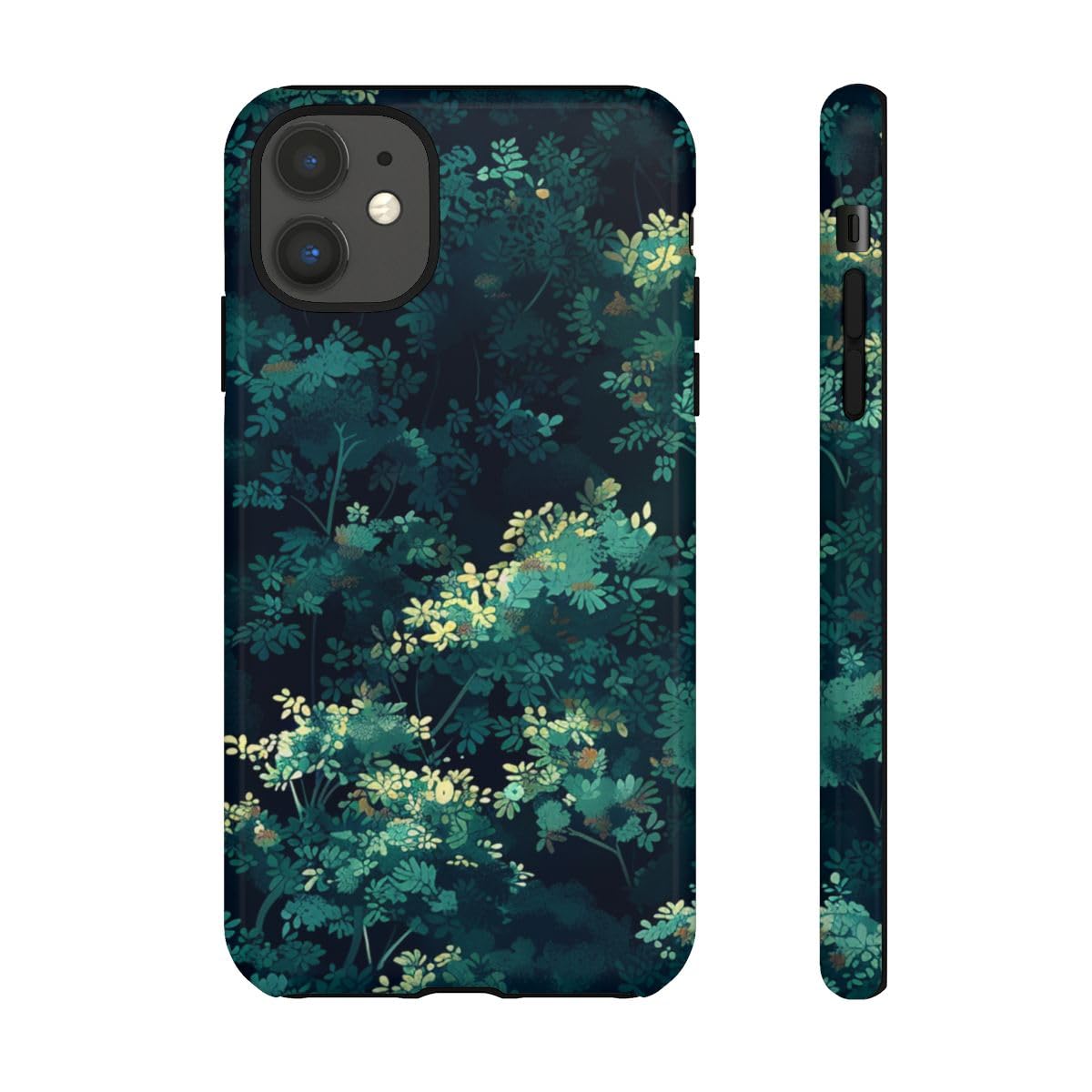 Coque iPhone 11 feuillage vert foncé rigide brillante anti-choc - 2