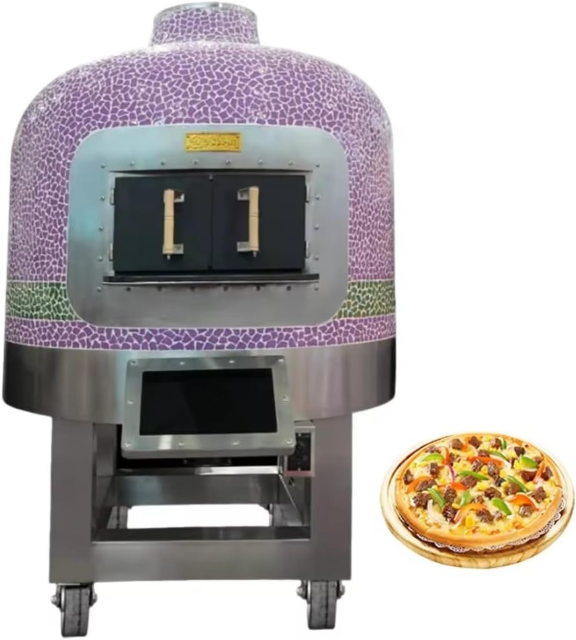 Outdoor Pizza Oven Portable Wood Fired, Fast Heating 900°F Pizza Maker for Backyard Camping Patio Cooking, Stainless Steel with Pizza Stone & Peel Included