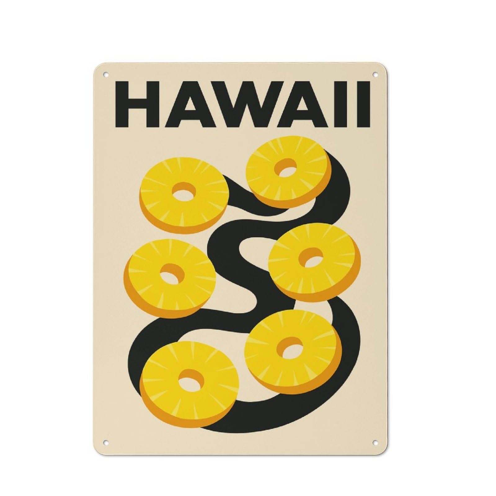 Junmoney Style-19 Hawaii Pineapple Travel Tin Sign 40X30cm, Creative Studio Wall Plaque For Hobby Room, Office, Lounge Or Living Room