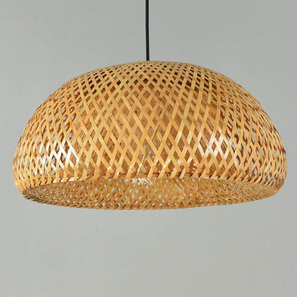 Lampadario a cesto di bambù Lampadario a forma di nido di uccello Paralume in gabbia intrecciata in vimini beige Illuminazione a sospensione naturale compatibile con lampada da cucina fatta a mano in