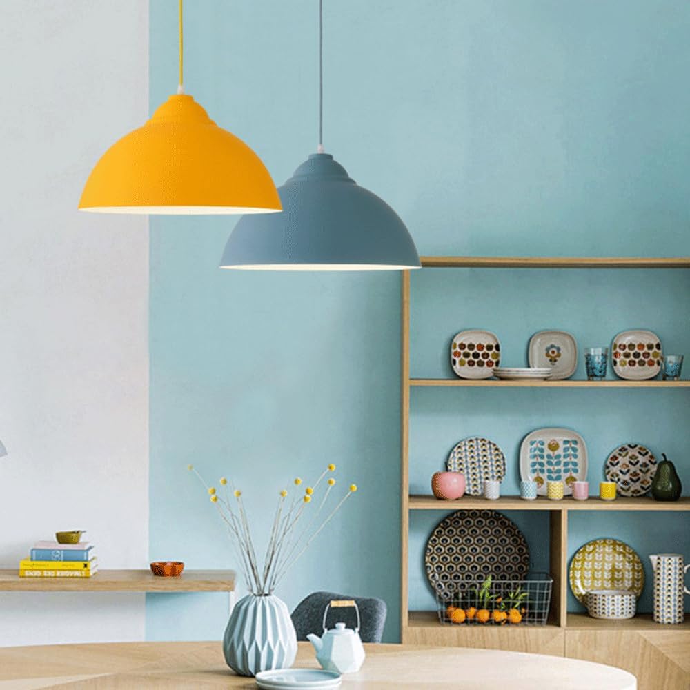 Danish Industrial Light Fixtures E27Aron Aluminums,Metalceililightimodern Adjustable Hangingp Shade for Rustic Kitchen Bedroom W Present/Blue