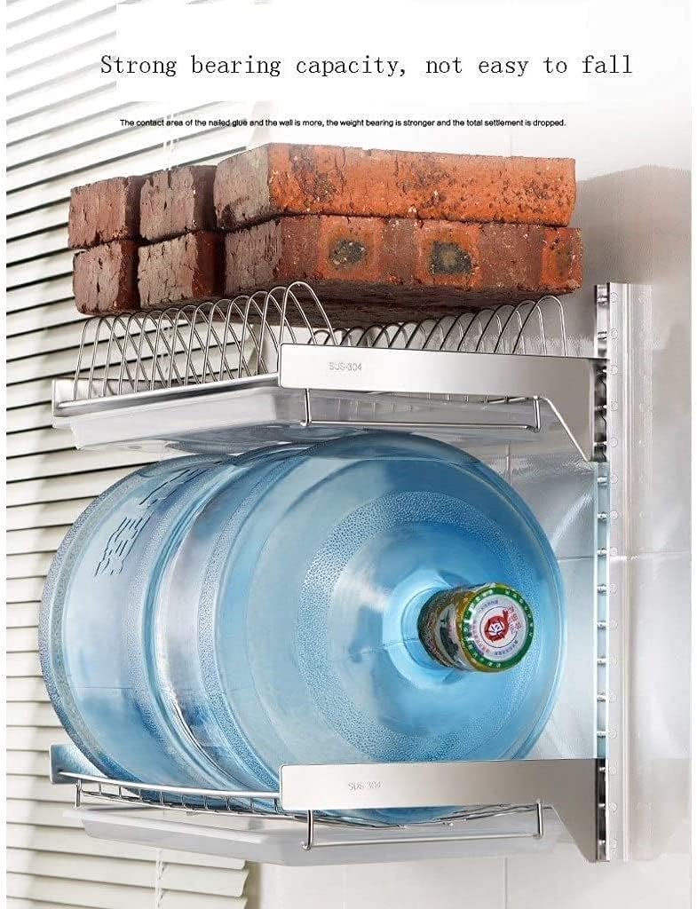 Dish Rack Dish Drainer Wall-Mounted Punch-Free Dish Rack 304 Stainless Steel Drain Rack Kitchen Drying Bowl Storage Rack Dish Drying Rack Dish Drainer Rack (Size : 2-Tier) ()